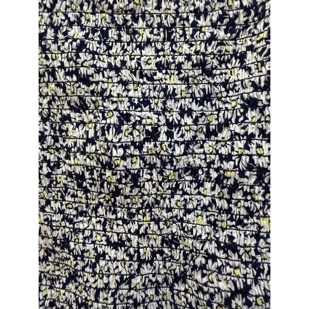 J.Crew Smocked Peplum Top Women's XS Navy Blue Daisy Floral Puff Sleeve Blouse - Picture 3 of 9